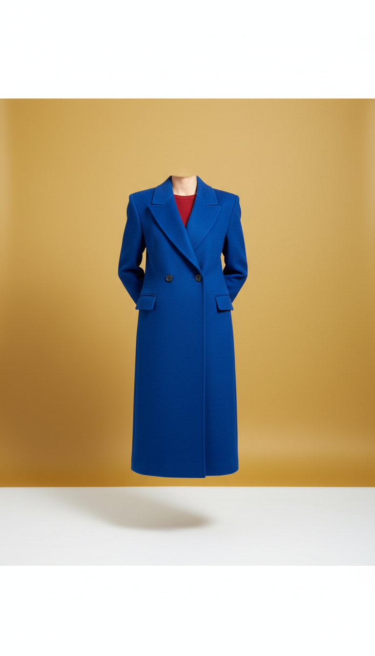 Structured Wool Coat in Cobalt Blue