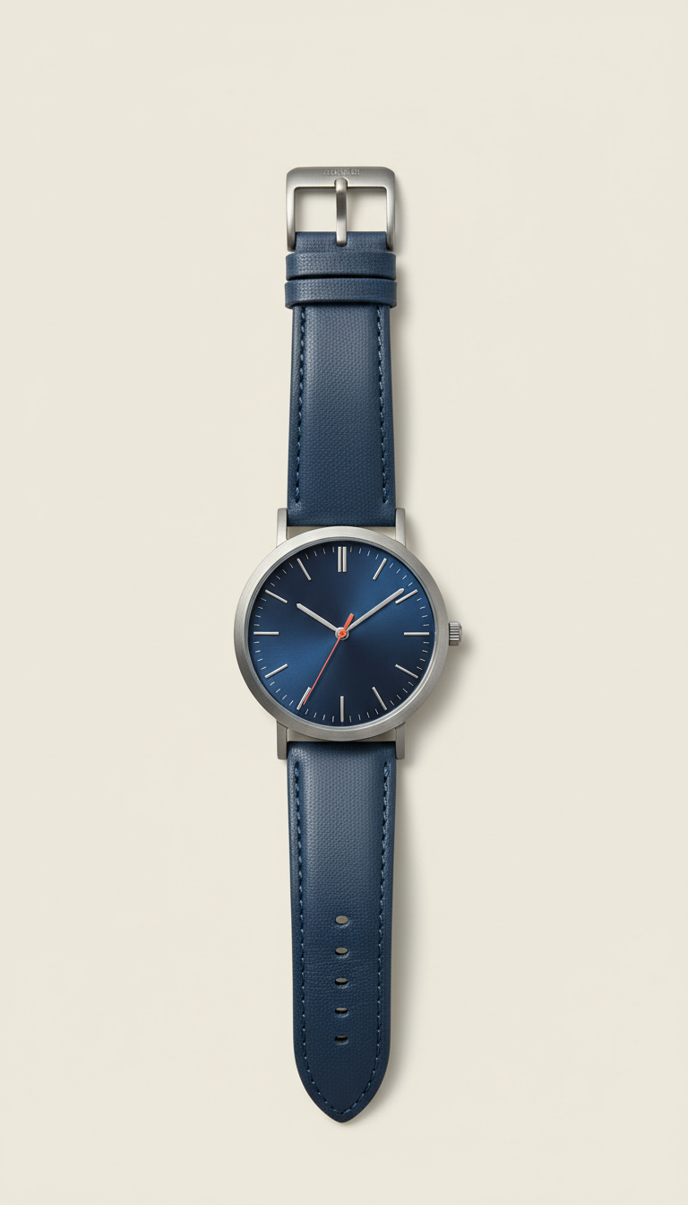 London Blue Leather Strap Watch