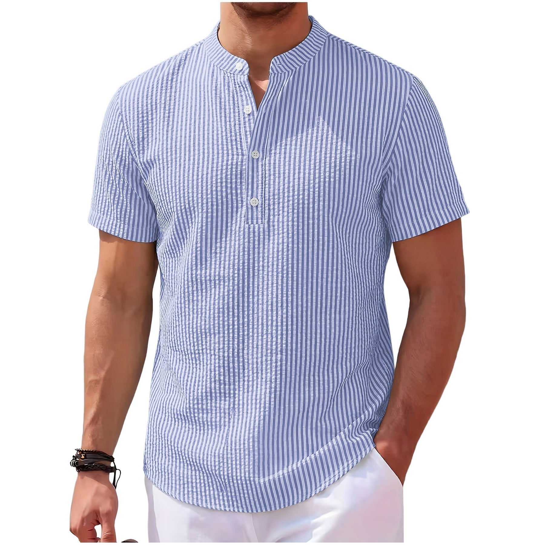 Koen | Gestreept Henley Shirt