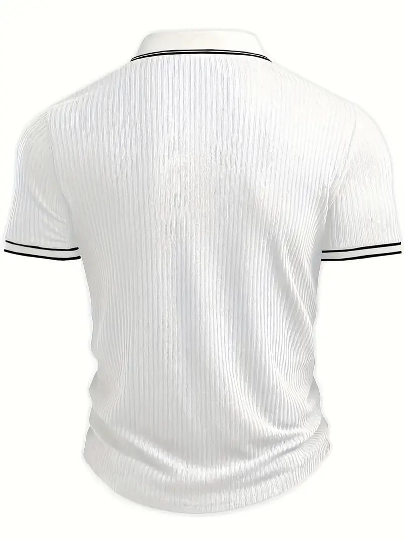 Silvan | Geribbelde gebreide poloshirt