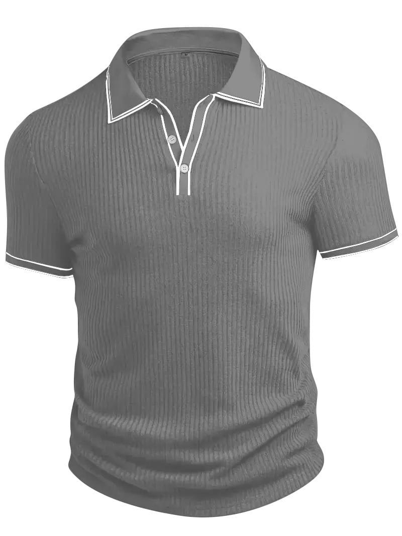 Silvan | Geribbelde gebreide poloshirt